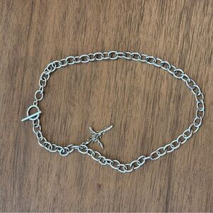 Gothic Silver Chain choker with rose Charm